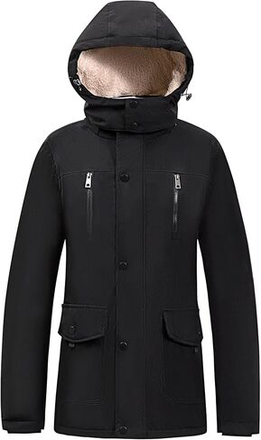 معطف شتوي رجالي بغطاء للرأس من MaxByc مبطن بالفرو الصناعي جاكيت منتفخ دافئ سميك من القطن مع غطاء رأس قابل للإزالة in Kuwait