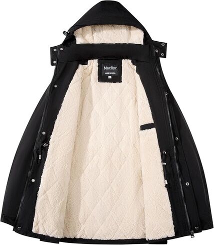 معطف شتوي رجالي بغطاء للرأس من MaxByc مبطن بالفرو الصناعي جاكيت منتفخ دافئ سميك من القطن مع غطاء رأس قابل للإزالة in Kuwait