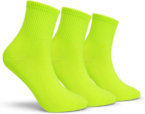 CUTIE MANGO Women's Colorful Neon Crew Socks Sports Vivid Color Crazy Fun (3 in Kuwait