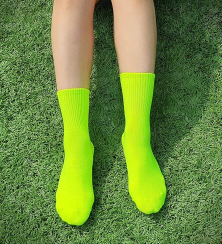 CUTIE MANGO Women's Colorful Neon Crew Socks Sports Vivid Color Crazy Fun (3 in Kuwait