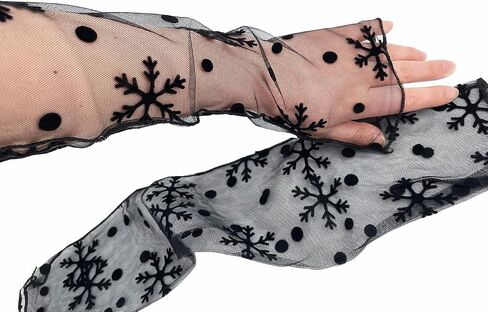Chendvol Women's Lace Sheer Long Tulle Fingerless Mesh ice Sleeves Cosplay Bridal Party Cuff Gloves in Saudi Arabia