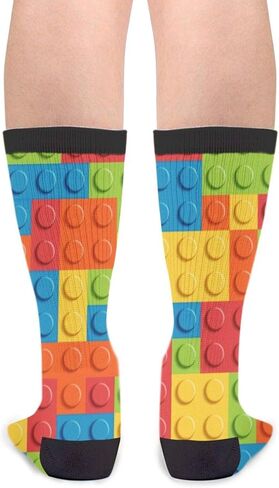 Unisex Fun Novelty Crazy Crew Socks Colorful Building Blocks Dress Socks in Saudi Arabia