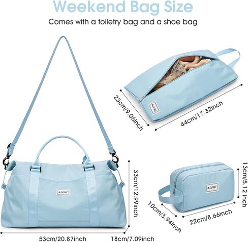 حقيبة سفر من القماش الخشن، حقيبة سفر مقاومة للماء G4Free للنساء، حقيبة رياضية للجيم حقيبة كتف لعطلة نهاية الأسبوع للنساء، أزرق in Kuwait