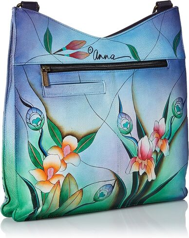 Anna by Anuschka Women's Genuine Leather Large V Top Multi-Compartment Cross Body | Hand Painted Original Artwork in Saudi Arabia