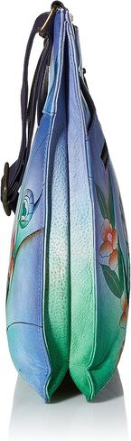 Anna by Anuschka Women's Genuine Leather Large V Top Multi-Compartment Cross Body | Hand Painted Original Artwork in Saudi Arabia