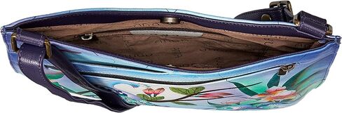 Anna by Anuschka Women's Genuine Leather Large V Top Multi-Compartment Cross Body | Hand Painted Original Artwork in Saudi Arabia