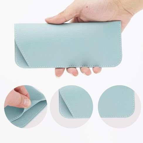 NQEUEPN Soft Leather Glasses Cases, 4pcs Eyeglasses Case Portable PU Leather Glasses Case Sunglasses Pouch for Women Men 2.8 x 6.8 Inch, 4 Colors (White, Pink, Light Blue, Green) in Saudi Arabia