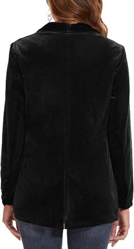 MINTLIMIT Women's Velvet Blazer Long Sleeve Jacket Shawl Lapel Open Front Casual Blazers Jackets with Pockets Black in Saudi Arabia