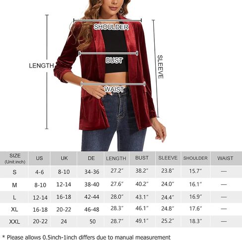 MINTLIMIT Women's Velvet Blazer Long Sleeve Jacket Shawl Lapel Open Front Casual Blazers Jackets with Pockets Black in Saudi Arabia