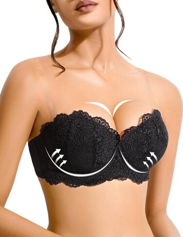 YBCG حمالة صدر بدون حمالات مع أشرطة شفافة مبطنة بالدانتيل إضافة 2 كوب قابل للتحويل Mutiway Balconette Underwire للنساء in Saudi Arabia
