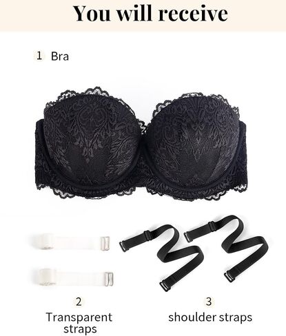 YBCG حمالة صدر بدون حمالات مع أشرطة شفافة مبطنة بالدانتيل إضافة 2 كوب قابل للتحويل Mutiway Balconette Underwire للنساء in Saudi Arabia