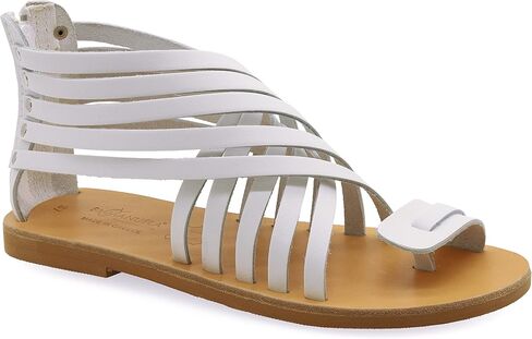 Emmanuela Greek Leather Gladiator Sandals with Zipper Shafts, Quality Handmade Summer Shoes, Toe Ring Flat sandals Boho Chic Sandals in Saudi Arabia