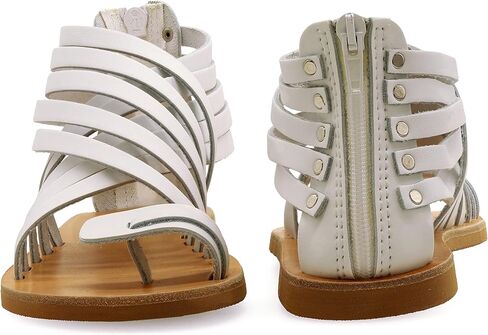 Emmanuela Greek Leather Gladiator Sandals with Zipper Shafts, Quality Handmade Summer Shoes, Toe Ring Flat sandals Boho Chic Sandals in Saudi Arabia