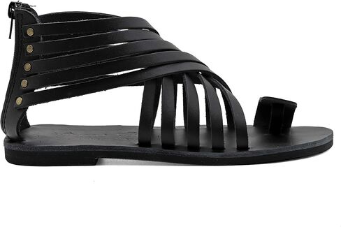 Emmanuela Greek Leather Gladiator Sandals with Zipper Shafts, Quality Handmade Summer Shoes, Toe Ring Flat sandals Boho Chic Sandals in Saudi Arabia