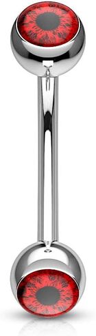 Amelia Fashion16 Gauge Inlaid Eyeball Curved Barbell 316L Surgical Steel (Choose Color) in Saudi Arabia