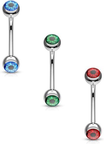 Amelia Fashion16 Gauge Inlaid Eyeball Curved Barbell 316L Surgical Steel (Choose Color) in Saudi Arabia