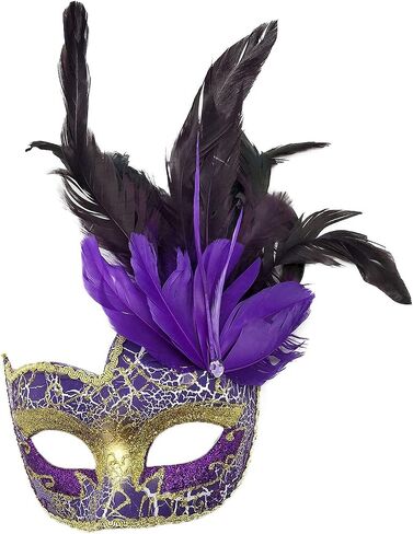 Biruil Feather Masquerade Mask Eyemask Halloween Mardi Gras Cosplay أقنعة الوجه للحفلات in Saudi Arabia