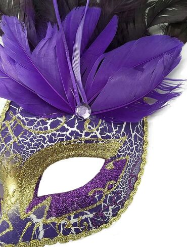 Biruil Feather Masquerade Mask Eyemask Halloween Mardi Gras Cosplay أقنعة الوجه للحفلات in Saudi Arabia