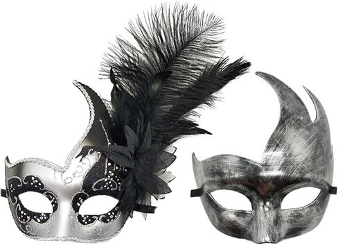 Biruil Feather Masquerade Mask Eyemask Halloween Mardi Gras Cosplay أقنعة الوجه للحفلات in Saudi Arabia