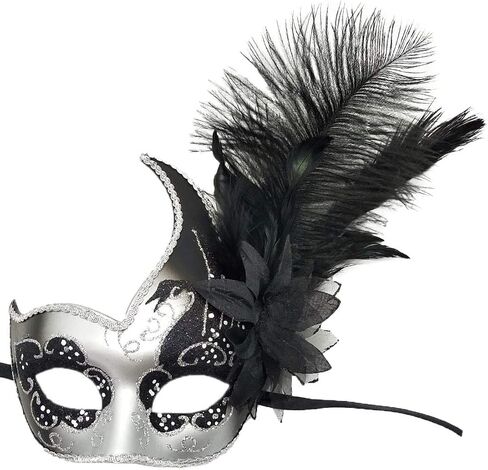Biruil Feather Masquerade Mask Eyemask Halloween Mardi Gras Cosplay أقنعة الوجه للحفلات in Saudi Arabia