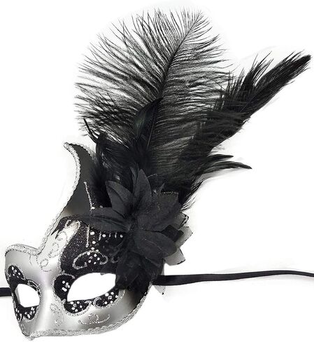 Biruil Feather Masquerade Mask Eyemask Halloween Mardi Gras Cosplay أقنعة الوجه للحفلات in Saudi Arabia