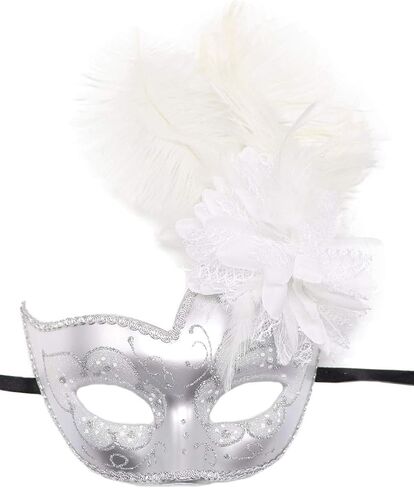 Biruil Feather Masquerade Mask Eyemask Halloween Mardi Gras Cosplay أقنعة الوجه للحفلات in Saudi Arabia
