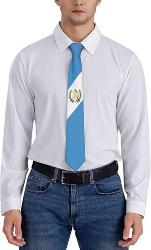 DABOYOZHZH Guatemala Flag Emblem Striped Necktie Men'S Neck Ties Mens Party Business Neckties Soft Skil Tie, White, One size in Saudi Arabia