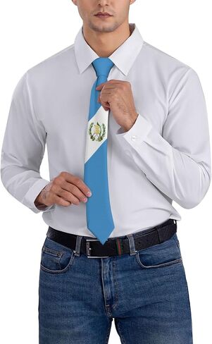 DABOYOZHZH Guatemala Flag Emblem Striped Necktie Men'S Neck Ties Mens Party Business Neckties Soft Skil Tie, White, One size in Saudi Arabia