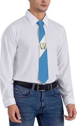 DABOYOZHZH Guatemala Flag Emblem Striped Necktie Men'S Neck Ties Mens Party Business Neckties Soft Skil Tie, White, One size in Saudi Arabia