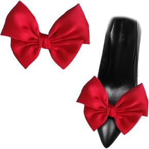2 Pcs Satin Bow Shoe Clips Removable Solid Color Shoe Clips Elegant Wedding Party Shoe Buckles Bags Clothing Hair Accessories