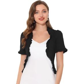 Allegra K Bolero Shrugs for Women's Ruffle Short Sleeve Shrugs for Dress in Kuwait