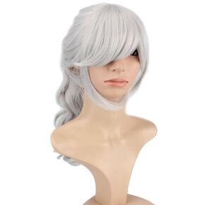 WeKen Black Hair Cosplay Wig with High Ponytail Straight Synthetic Wig with Claw Ponytail