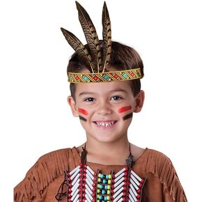 CYIWHI Kids Feather Headdress for Thanksgiving Day Native American Indian headband in Kuwait