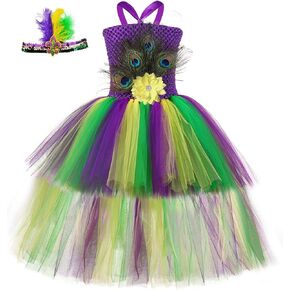 زي توتو دريمز الطاووس للفتيات من عمر 1 إلى 12 عامًا لحفلات الكرنفال في الغابة مع عصابة رأس in Kuwait