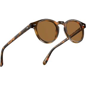 AVAWAY Small Round Acetate Frame Sunglasses Polarized Womens UV Protection Classic Key Hole Category 3 Sun Shades Sunnies
