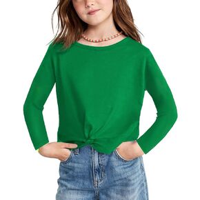 Girls Shirts Casual Summer Twist Front Tunic Blouses Cute Tee Shirt Tops Size 5-14 Years