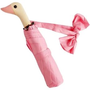 Truely Cute Duck Head Wooden Handle Folding Umbrella 3 Folding Semi-Automatic Sun and Rain Umbrella in Saudi Arabia