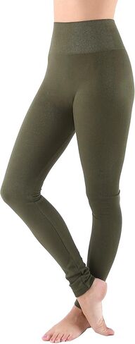 بنطال AEKO النسائي السميك المصنوع من مزيج القطن الناعم عالي الخصر للتمرين مع ضغط للتحكم في البطن in Kuwait