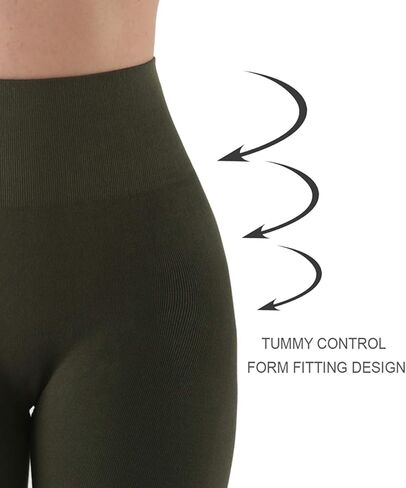 بنطال AEKO النسائي السميك المصنوع من مزيج القطن الناعم عالي الخصر للتمرين مع ضغط للتحكم في البطن in Kuwait