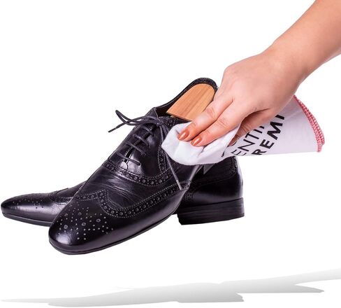 Valentino Garemi Shoe Care Brush Set - 2 Polishing Brushes, Cloth, 2 Applicators Brush - Genuine Horse Hair - Footwear Shine, Polish, Buff and Clean - Made in Germany in Kuwait