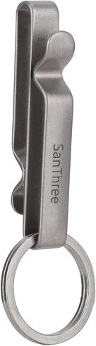 سلسلة مفاتيح SanThree الصلبة المصنوعة من التيتانيوم بحزام مزدوج سريع التحرير من التيتانيوم مع حلقة مفاتيح قابلة للفصل، هدايا للرجال والنساء, رمادي, S in Kuwait