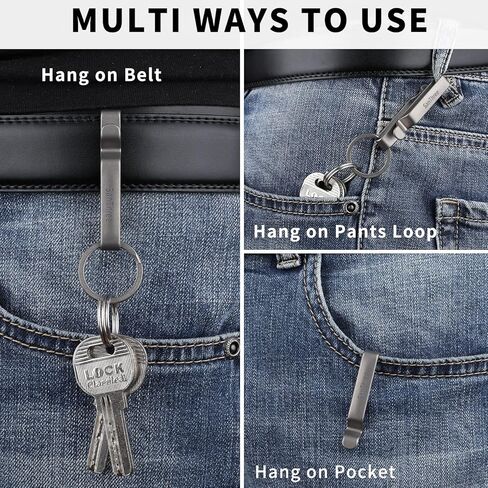 سلسلة مفاتيح SanThree الصلبة المصنوعة من التيتانيوم بحزام مزدوج سريع التحرير من التيتانيوم مع حلقة مفاتيح قابلة للفصل، هدايا للرجال والنساء, رمادي, S in Kuwait