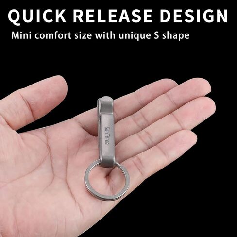 سلسلة مفاتيح SanThree الصلبة المصنوعة من التيتانيوم بحزام مزدوج سريع التحرير من التيتانيوم مع حلقة مفاتيح قابلة للفصل، هدايا للرجال والنساء, رمادي, S in Kuwait