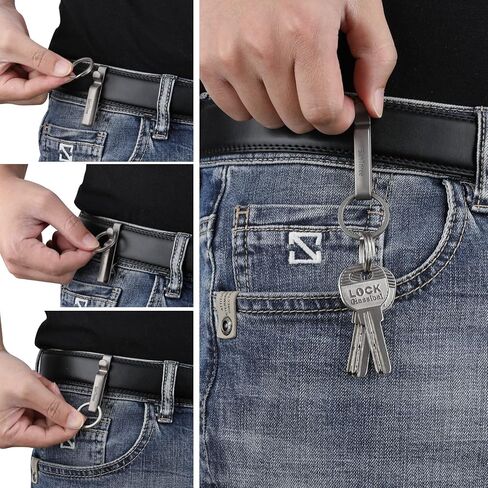 سلسلة مفاتيح SanThree الصلبة المصنوعة من التيتانيوم بحزام مزدوج سريع التحرير من التيتانيوم مع حلقة مفاتيح قابلة للفصل، هدايا للرجال والنساء, رمادي, S in Kuwait