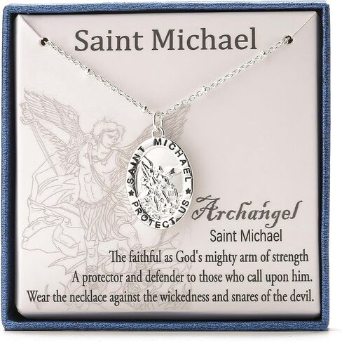 قلادة Semoya Saint Christopher/Michael للنساء والفتيات، ميداليات سلسلة St مجوهرات قلادة هدية كاثوليكية in Kuwait