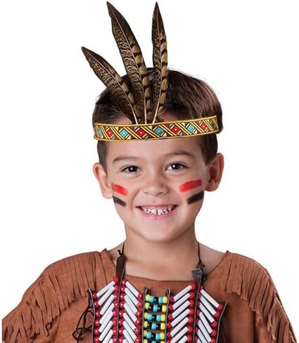 CYIWHI Kids Feather Headdress for Thanksgiving Day Native American Indian headband in Kuwait