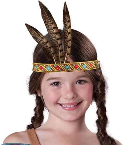 CYIWHI Kids Feather Headdress for Thanksgiving Day Native American Indian headband in Kuwait