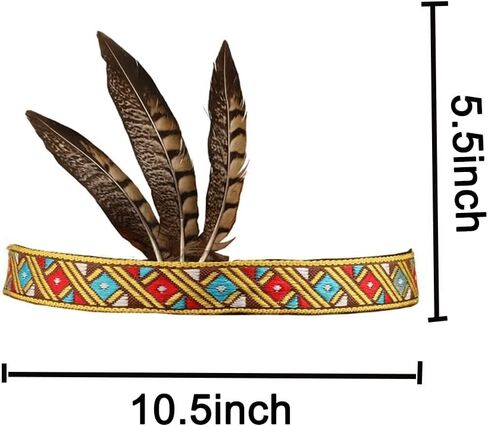 CYIWHI Kids Feather Headdress for Thanksgiving Day Native American Indian headband in Kuwait