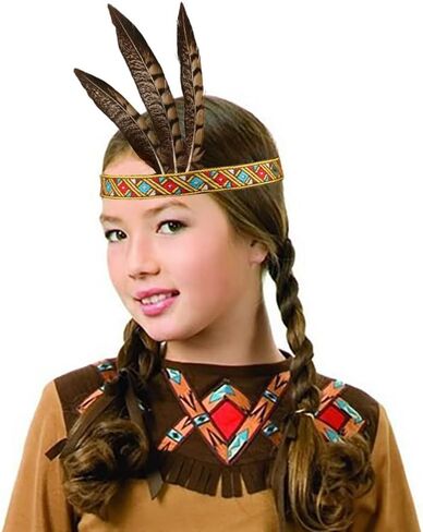 CYIWHI Kids Feather Headdress for Thanksgiving Day Native American Indian headband in Kuwait