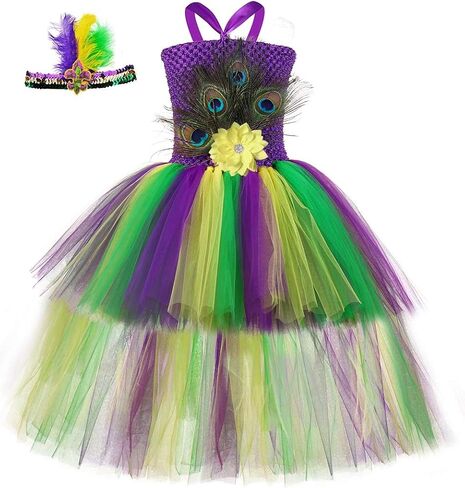 زي توتو دريمز الطاووس للفتيات من عمر 1 إلى 12 عامًا لحفلات الكرنفال في الغابة مع عصابة رأس in Kuwait